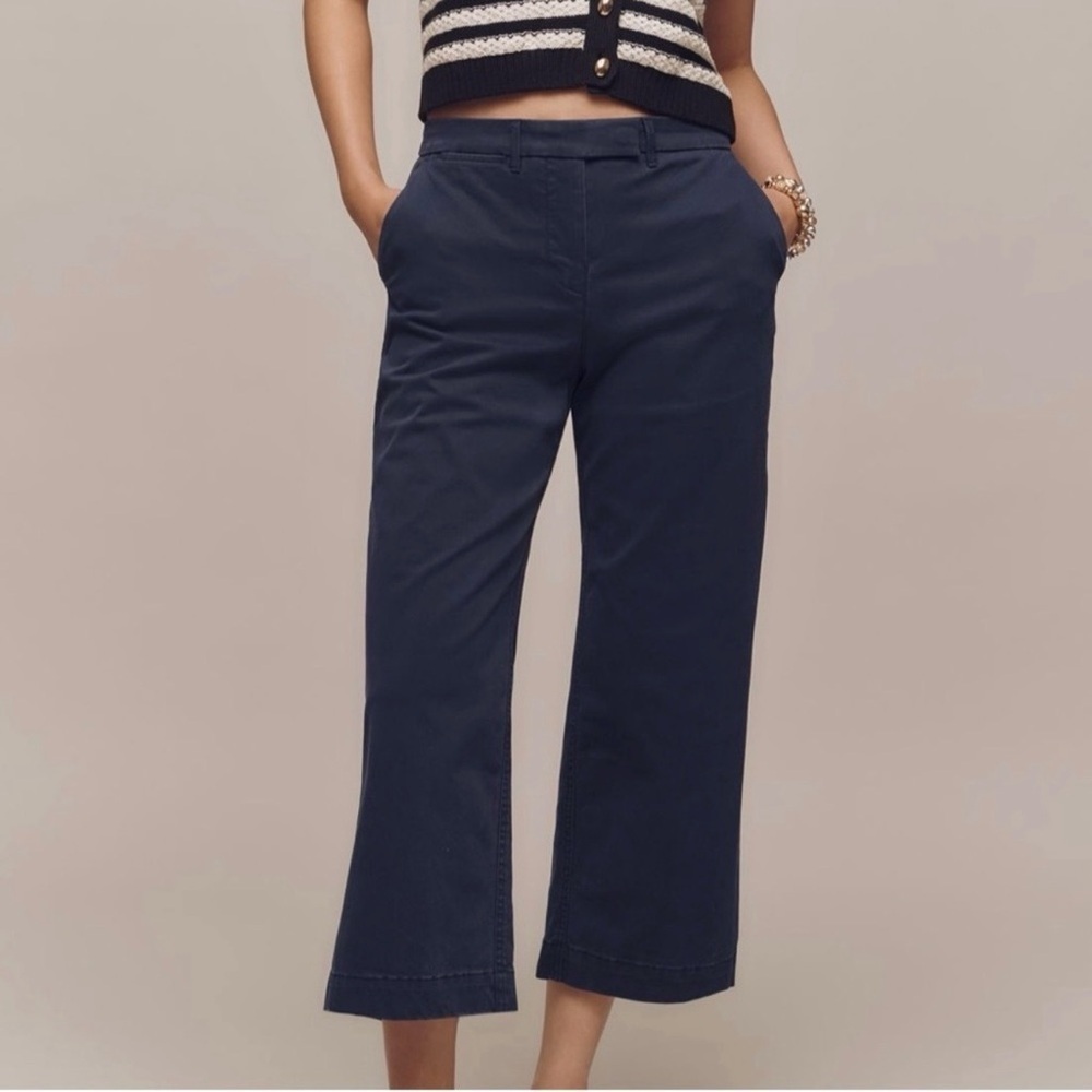 New Maeve Chino Crop Trouser Pants Navy Blue